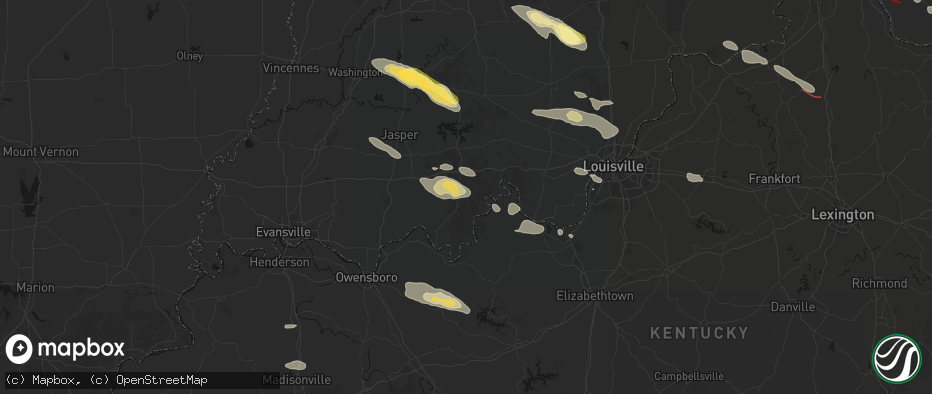 Hail map in Leopold, IN on July 21, 2026