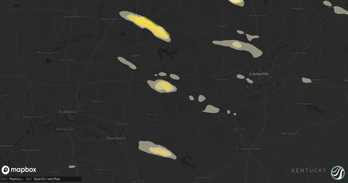 Hail map in Leopold, IN on July 21, 2026