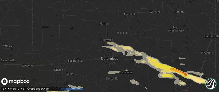 Hail map in Lewis Center, OH on July 21, 2026