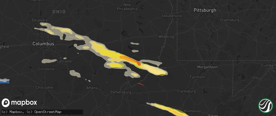 Hail map in Lewisville, OH on July 21, 2026