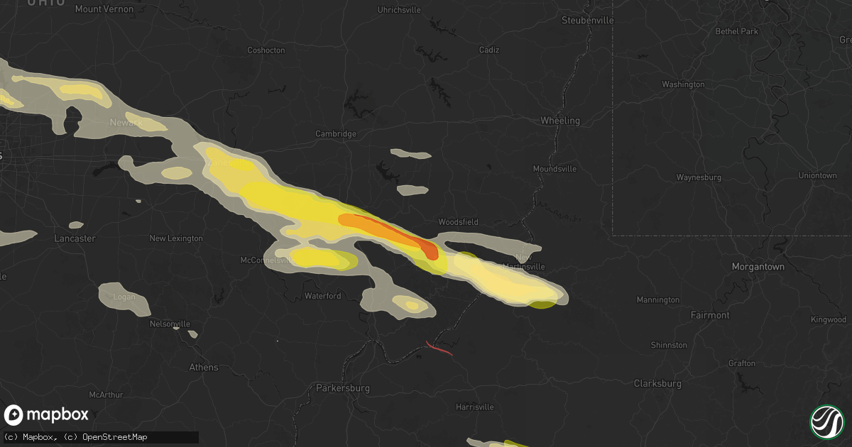 Hail map in Lewisville, OH on July 21, 2026
