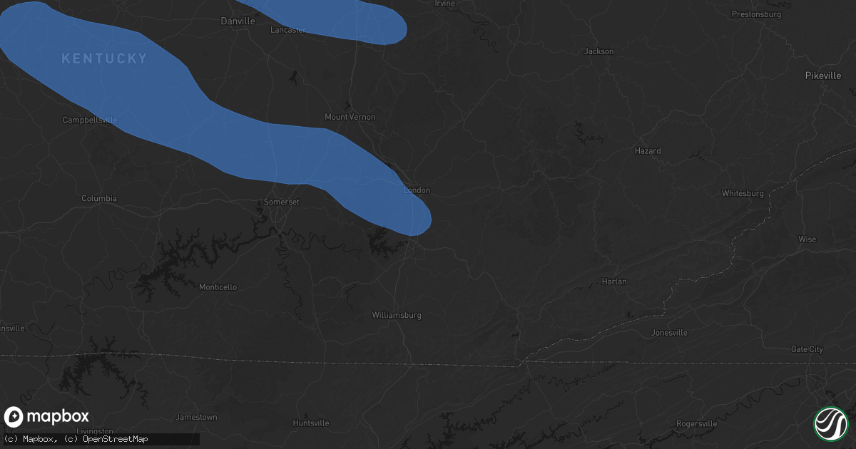Hail map in Lily, KY on July 21, 2026