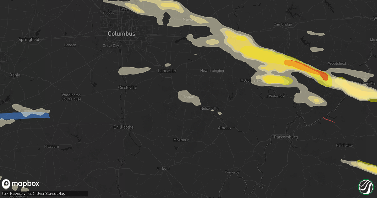 Hail map in Logan, OH on July 21, 2026