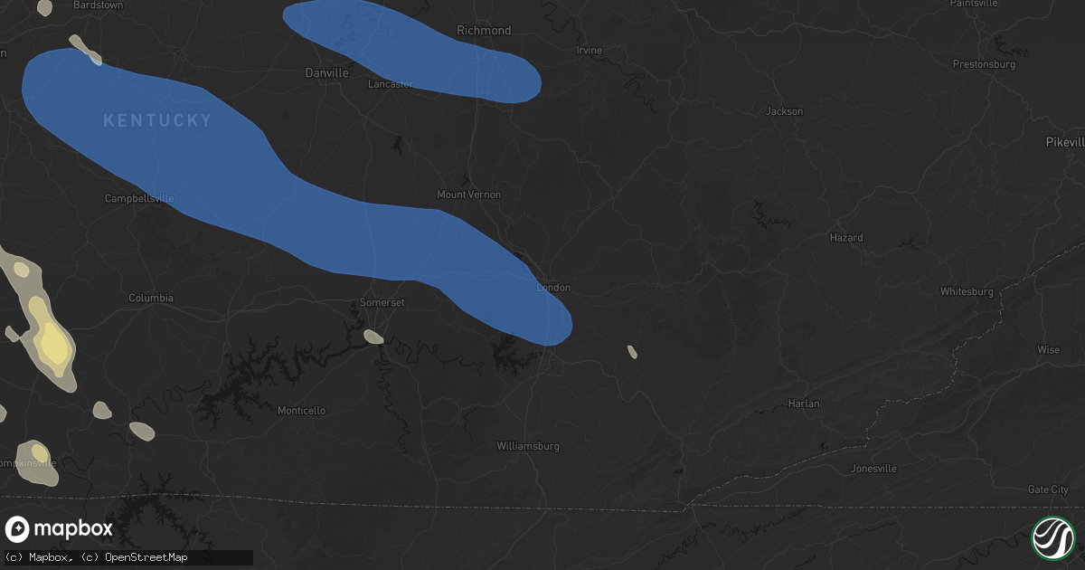 Hail map in London, KY on July 21, 2026