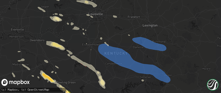 Hail map in Loretto, KY on July 21, 2026