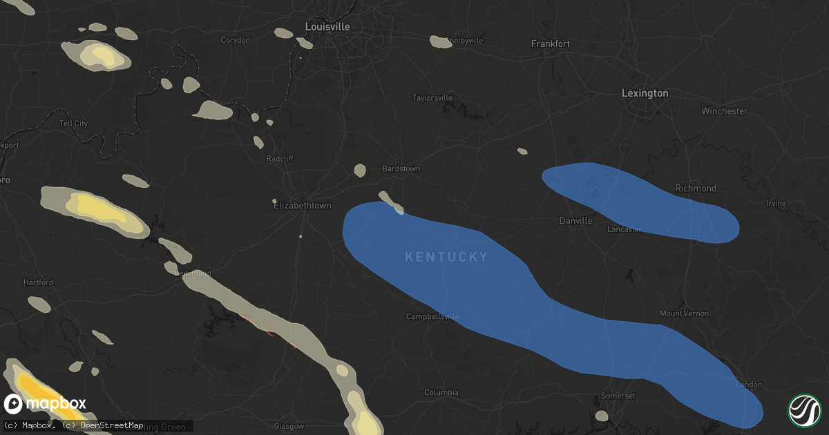 Hail map in Loretto, KY on July 21, 2026