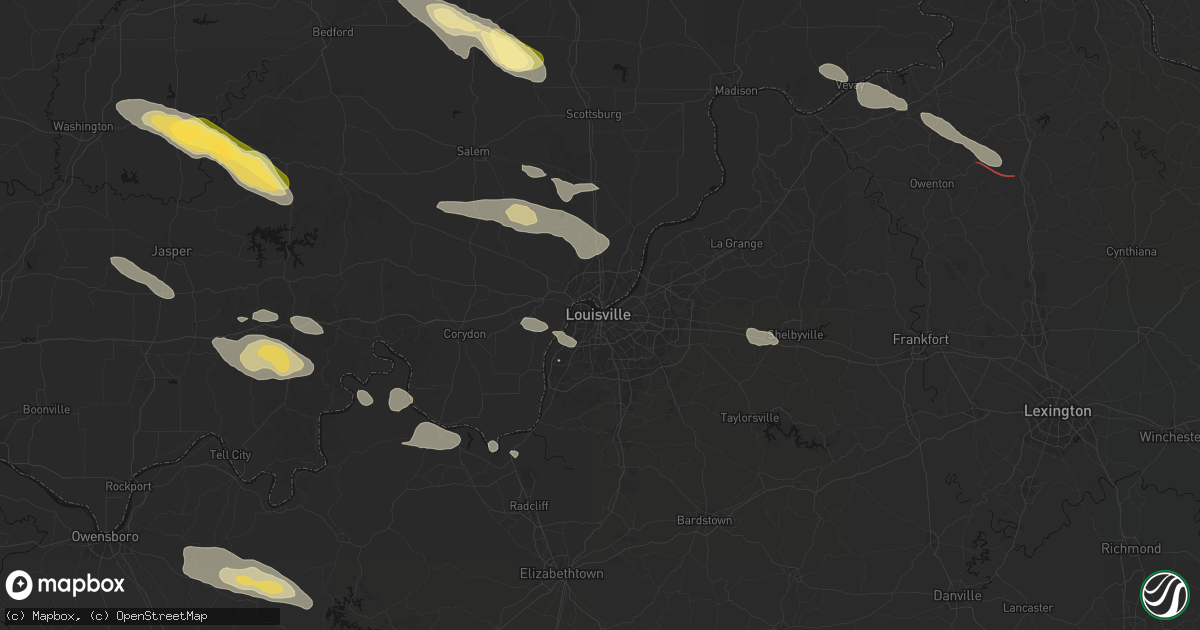 Hail map in Louisville, KY on July 21, 2026
