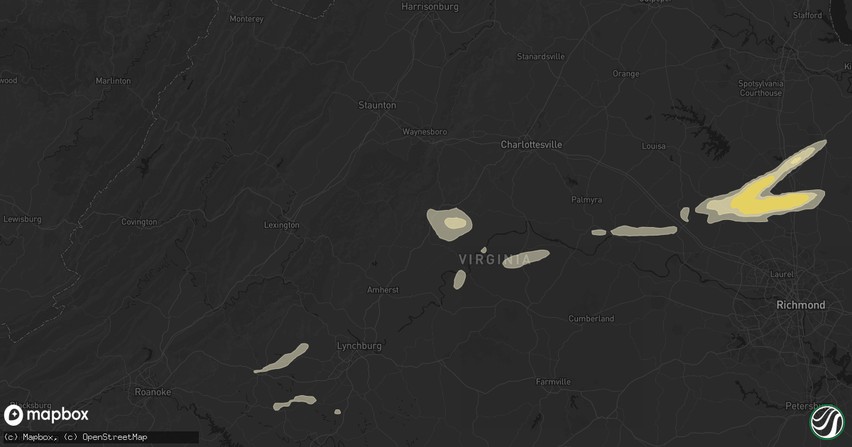 Hail map in Lovingston, VA on July 21, 2026