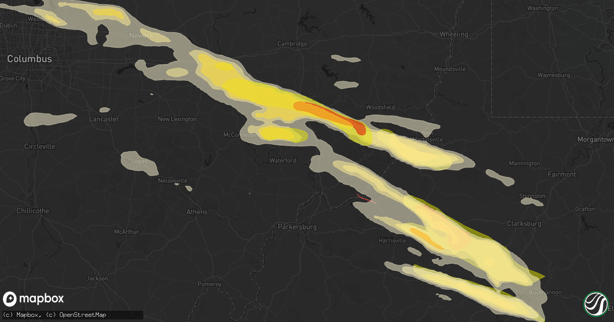 Hail map in Lowell, OH on July 21, 2026