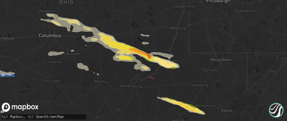 Hail map in Lower Salem, OH on July 21, 2026