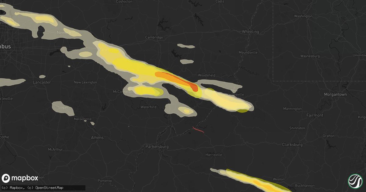 Hail map in Lower Salem, OH on July 21, 2026