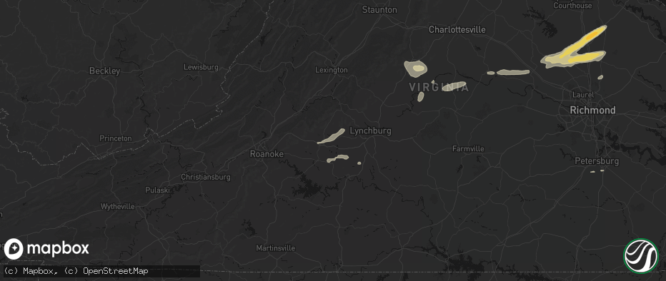 Hail map in Lowry, VA on July 21, 2026