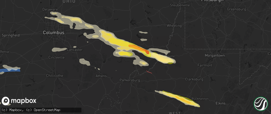 Hail map in Macksburg, OH on July 21, 2026