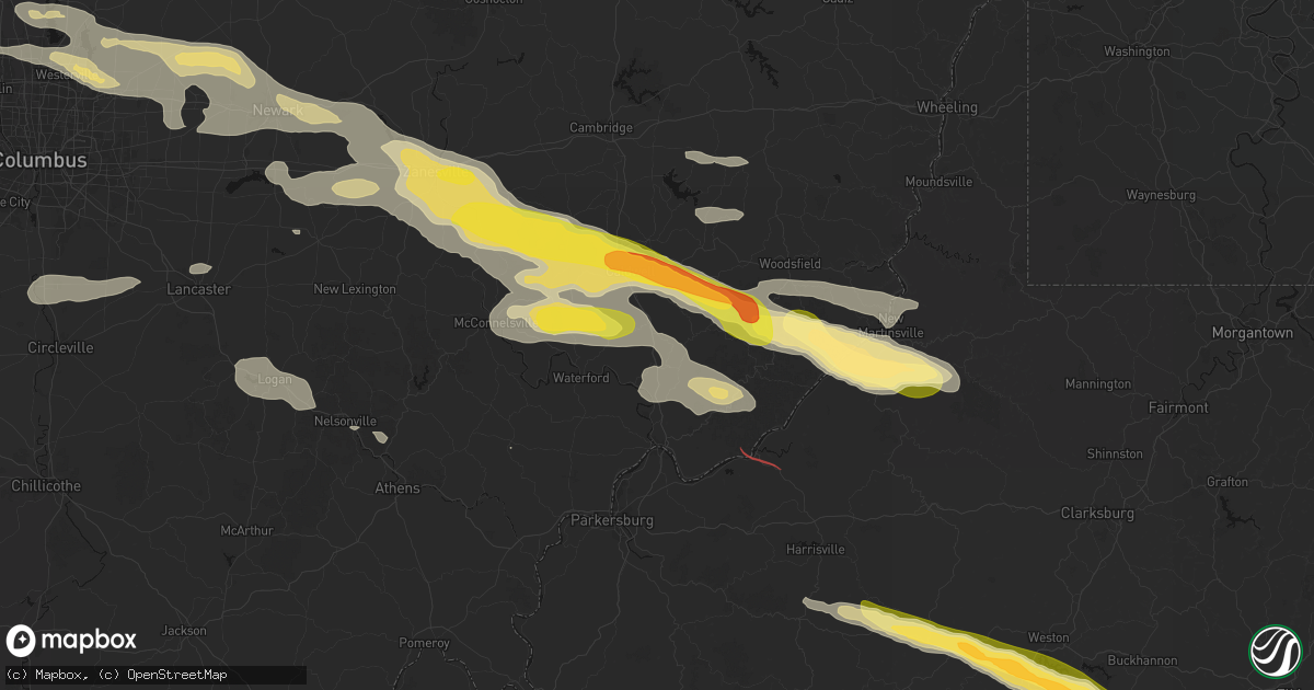 Hail map in Macksburg, OH on July 21, 2026