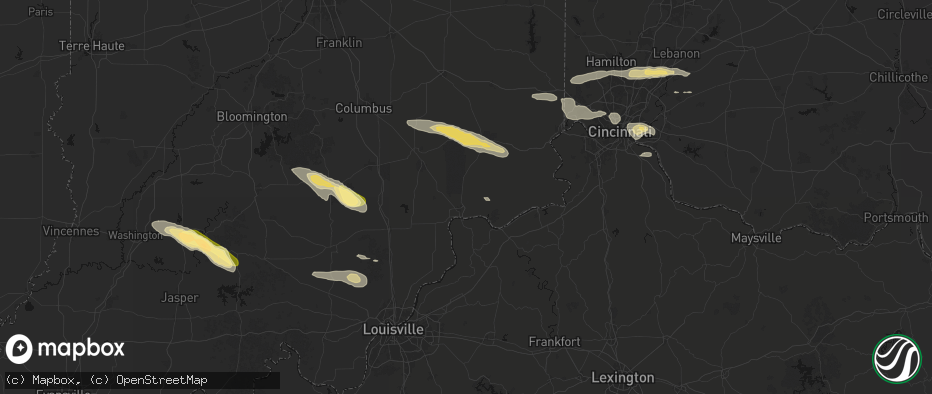 Hail map in Madison, IN on July 21, 2026