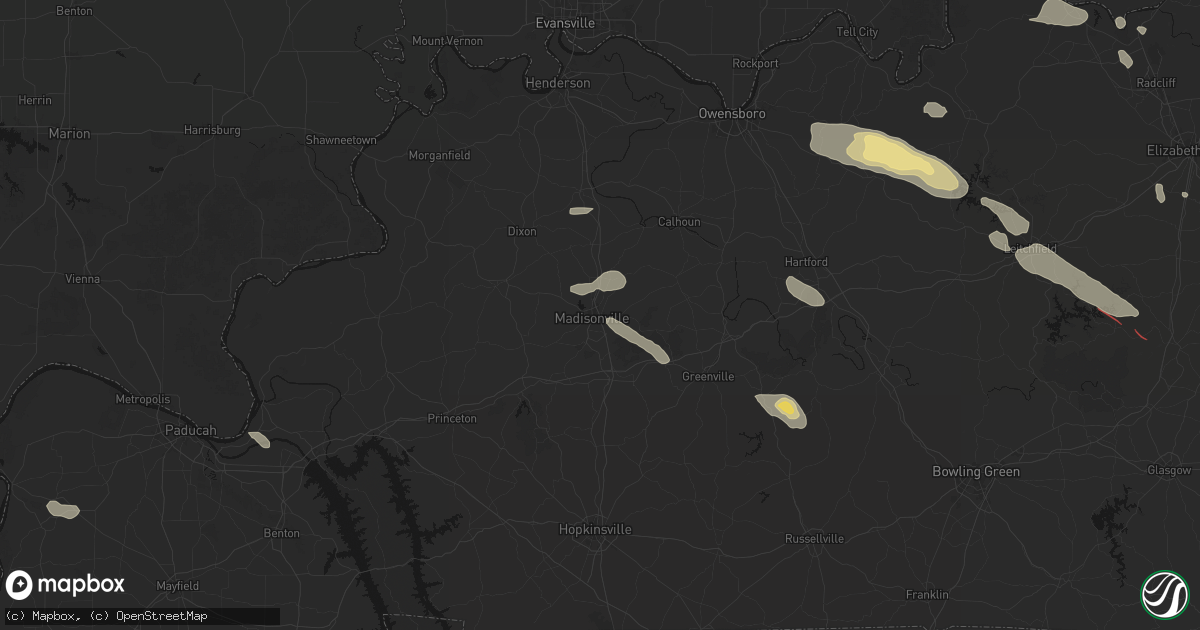 Hail map in Madisonville, KY on July 21, 2026