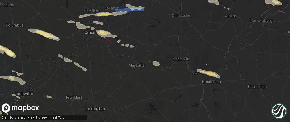 Hail map in Manchester, OH on July 21, 2026
