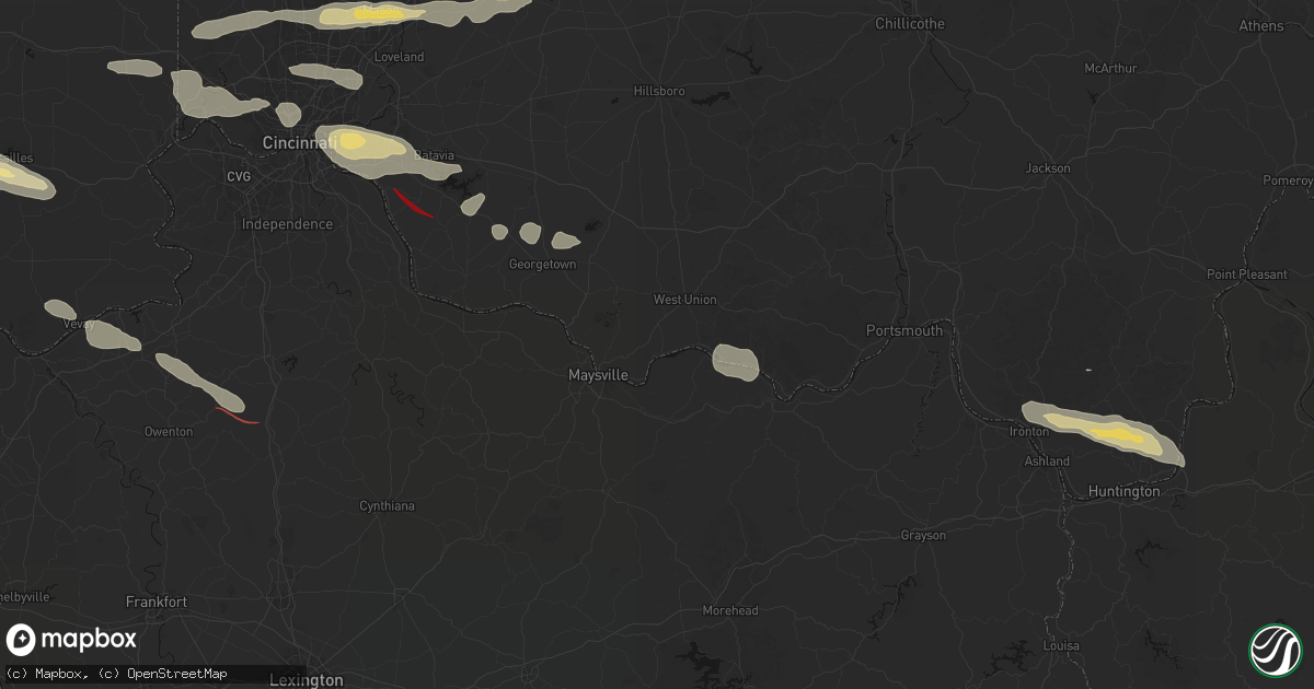 Hail map in Manchester, OH on July 21, 2026