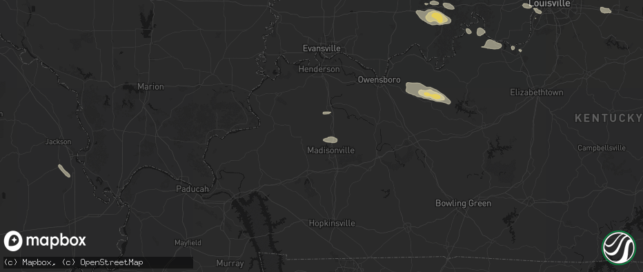 Hail map in Manitou, KY on July 21, 2026