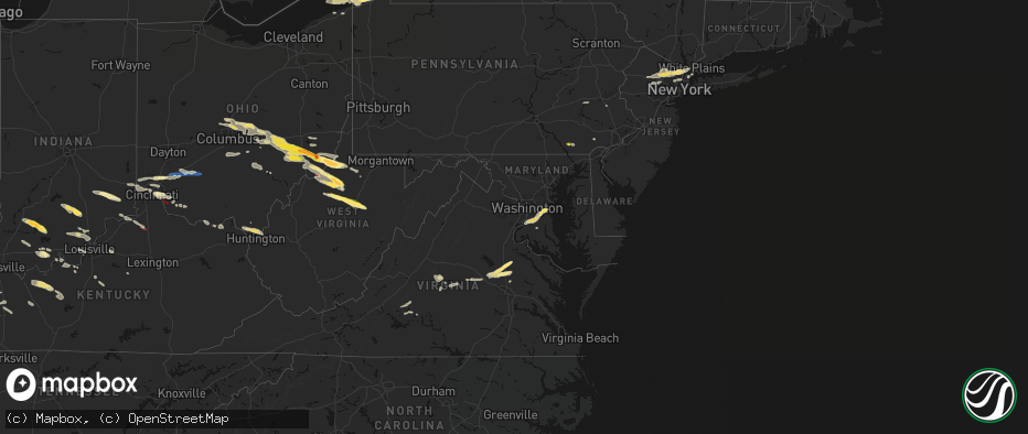 Hail map in Maryland on July 21, 2026