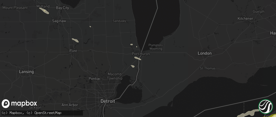 Hail map in Marysville, MI on July 21, 2026
