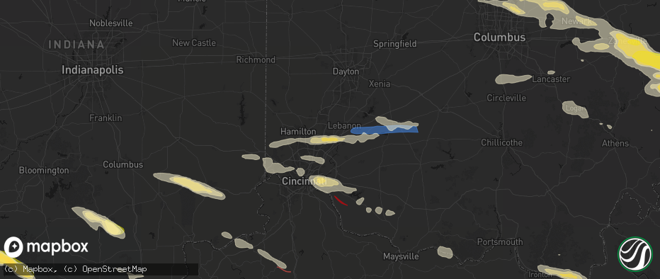 Hail map in Mason, OH on July 21, 2026
