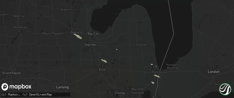 Hail map in Mayville, MI on July 21, 2026