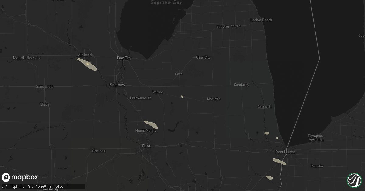 Hail map in Mayville, MI on July 21, 2026
