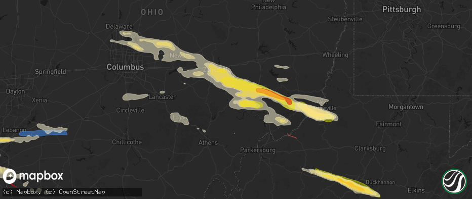 Hail map in Mcconnelsville, OH on July 21, 2026