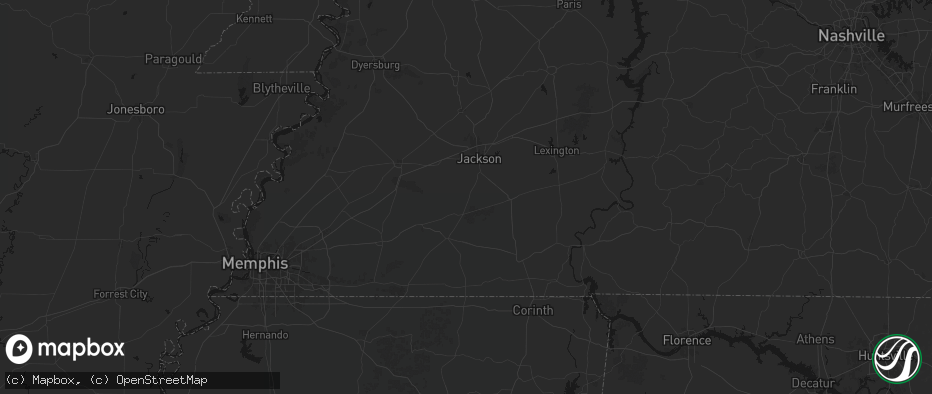Hail map in Medon, TN on July 21, 2026