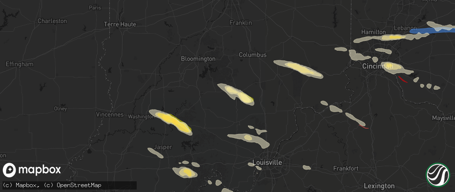 Hail map in Medora, IN on July 21, 2026
