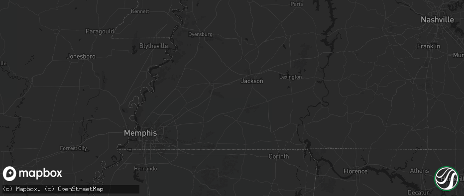 Hail map in Mercer, TN on July 21, 2026