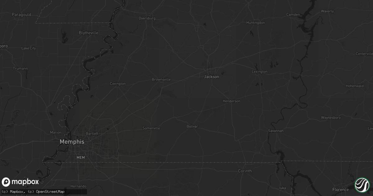 Hail map in Mercer, TN on July 21, 2026