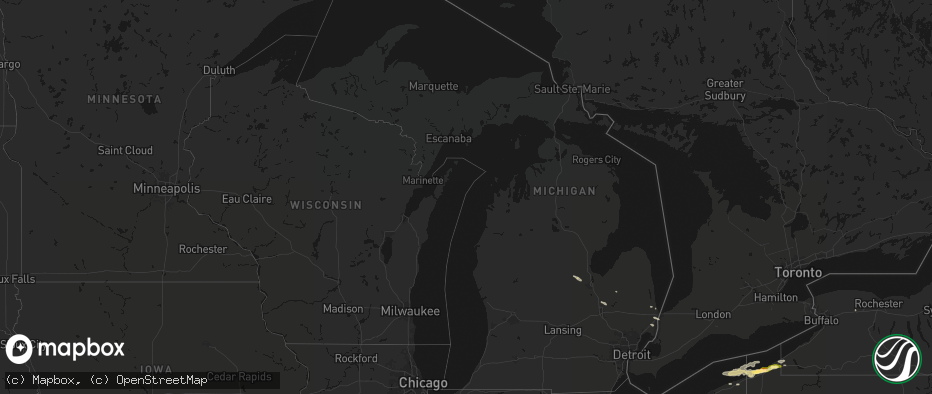 Hail map in Michigan on July 21, 2026
