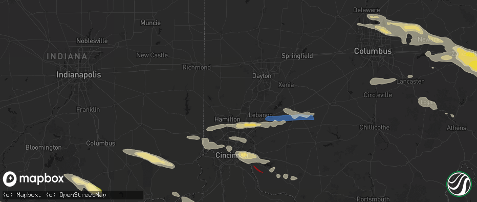 Hail map in Middletown, OH on July 21, 2026