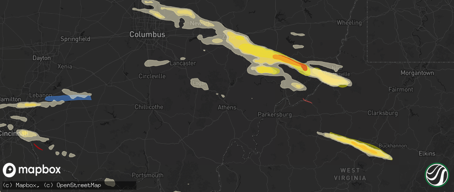Hail map in Millfield, OH on July 21, 2026