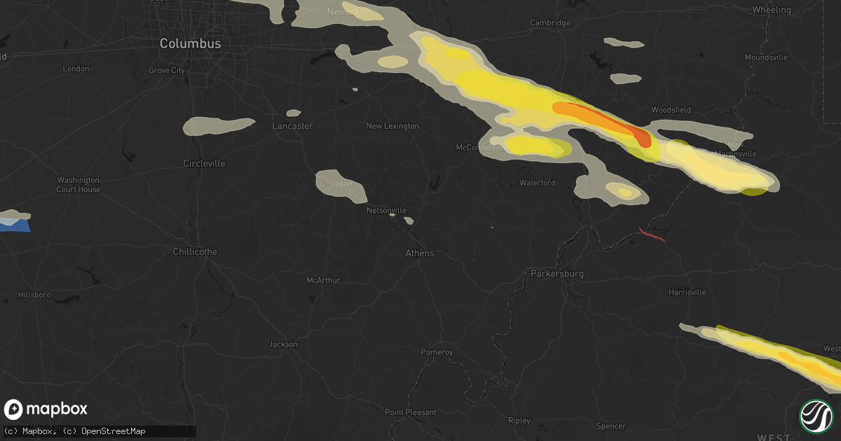 Hail map in Millfield, OH on July 21, 2026