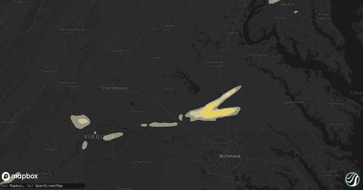 Hail map in Mineral, VA on July 21, 2026