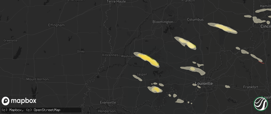Hail map in Montgomery, IN on July 21, 2026