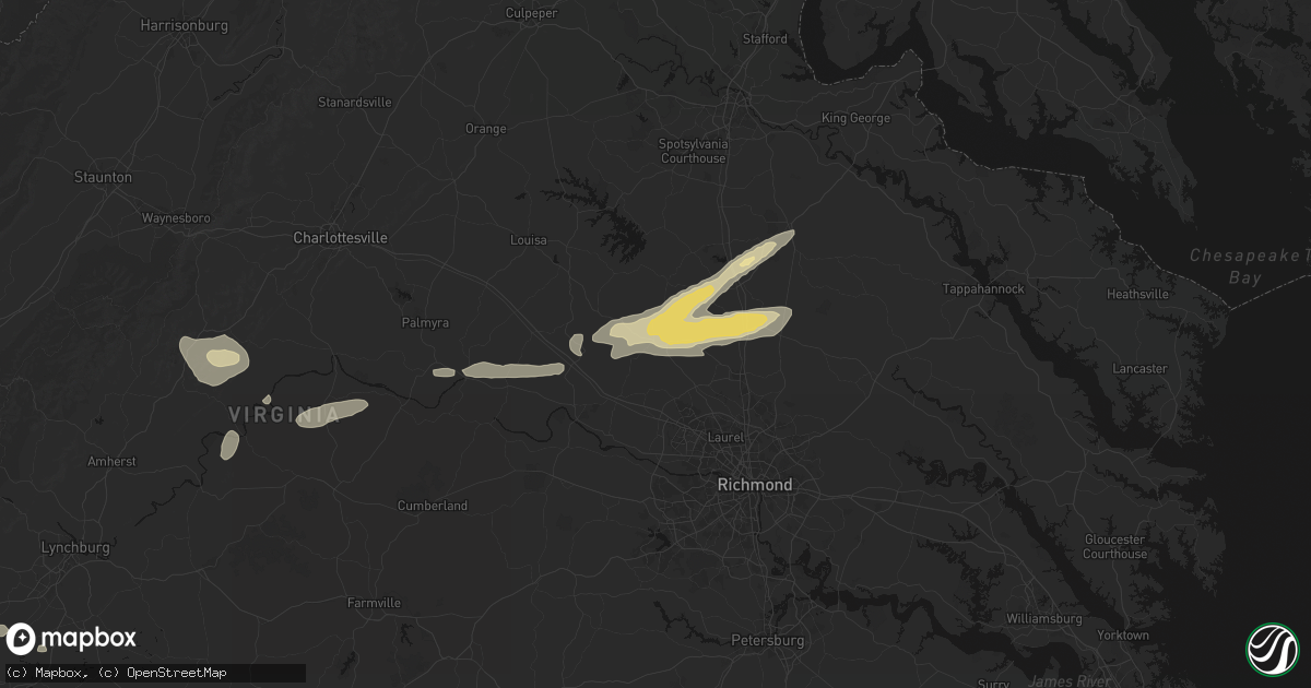 Hail map in Montpelier, VA on July 21, 2026