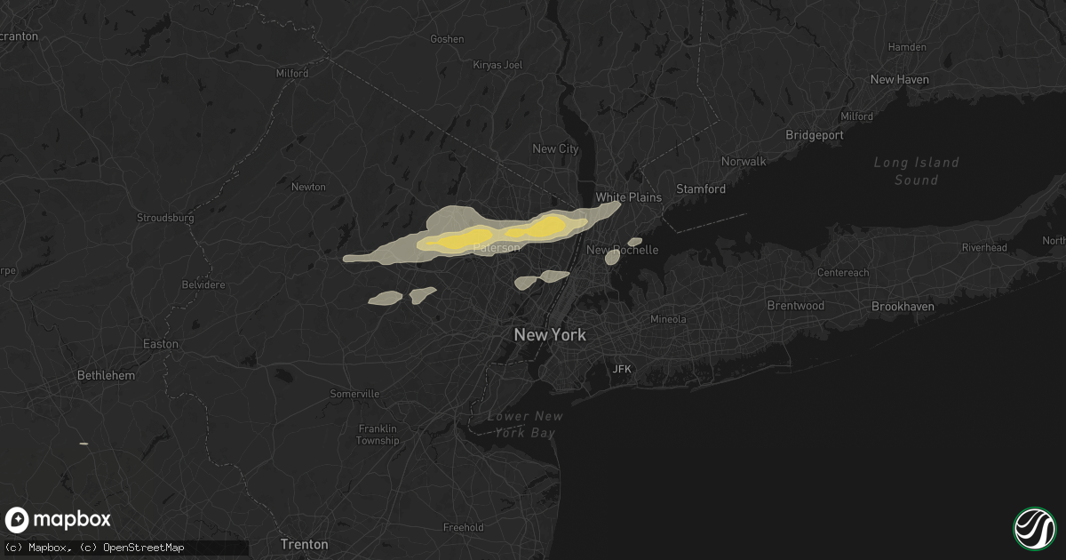 Hail map in Moonachie, NJ on July 21, 2026