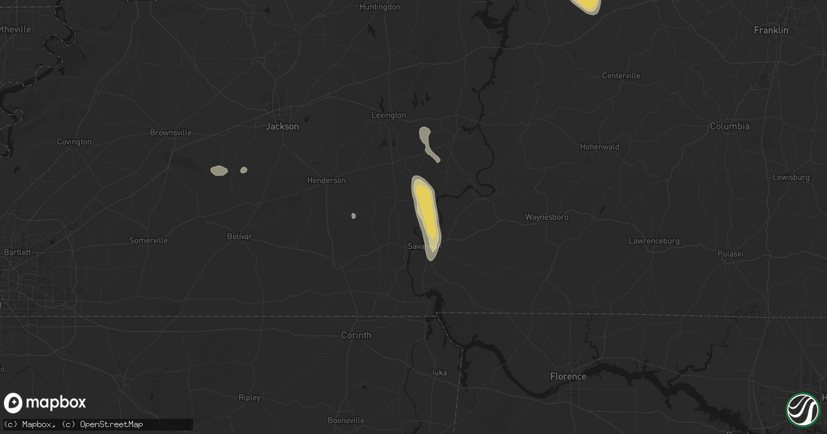 Hail map in Morris Chapel, TN on July 21, 2026