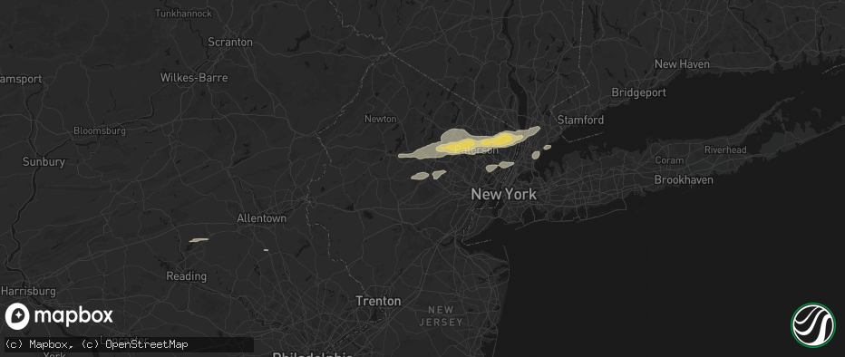 Hail map in Morristown, NJ on July 21, 2026