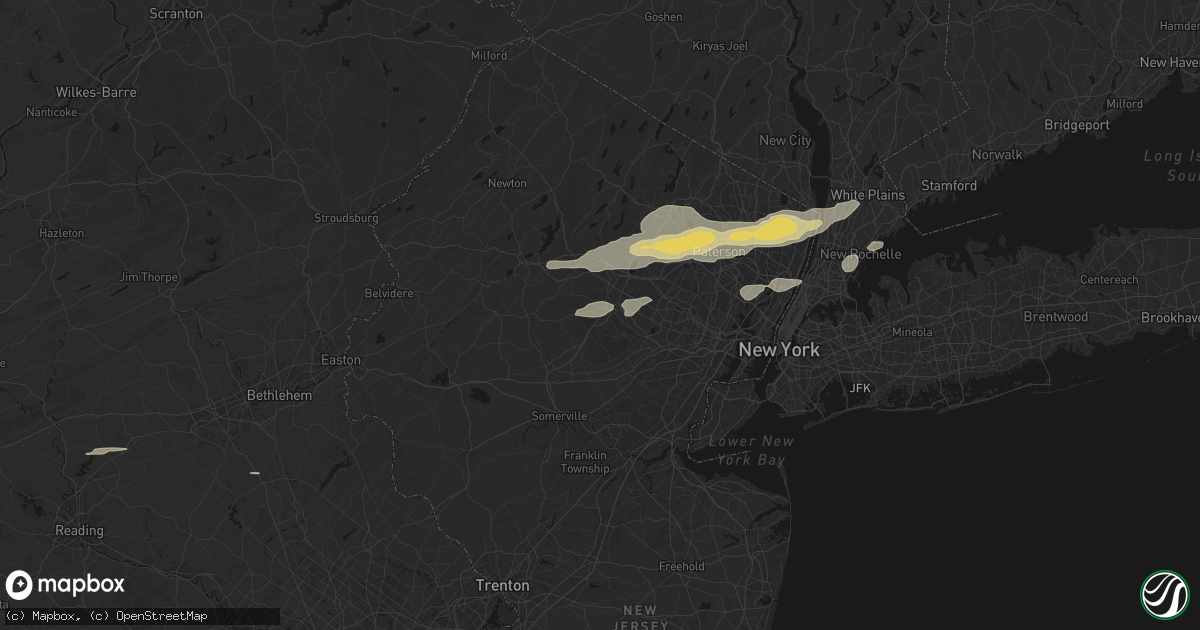 Hail map in Morristown, NJ on July 21, 2026