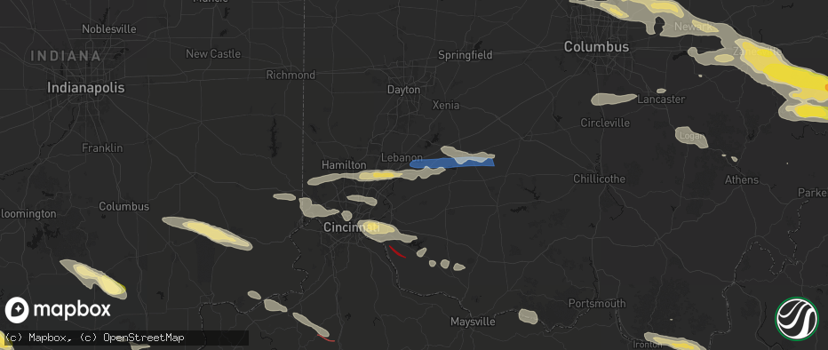 Hail map in Morrow, OH on July 21, 2026