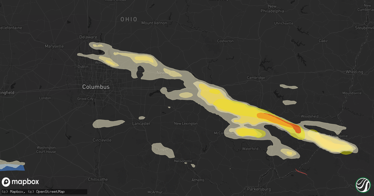 Hail map in Mount Perry, OH on July 21, 2026