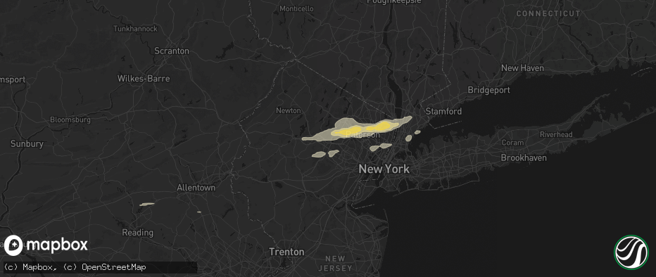 Hail map in Mountain Lakes, NJ on July 21, 2026