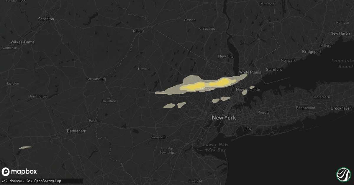 Hail map in Mountain Lakes, NJ on July 21, 2026