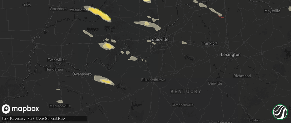 Hail map in Muldraugh, KY on July 21, 2026
