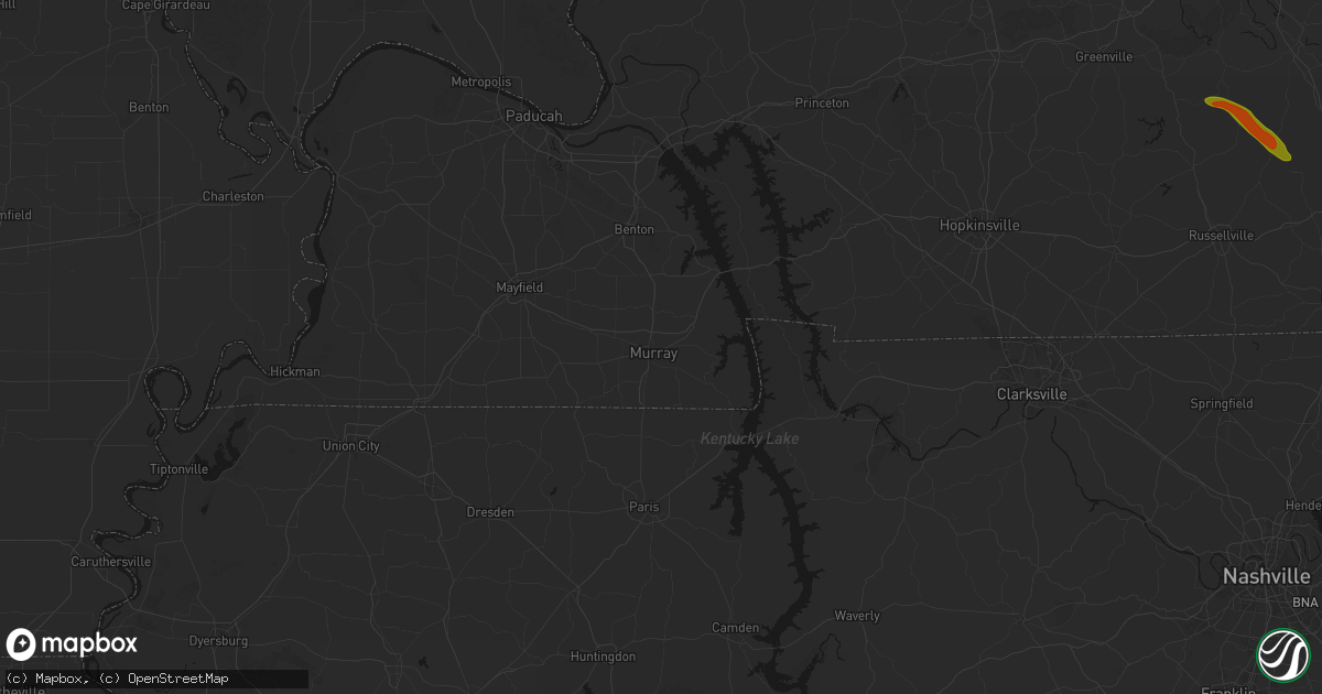 Hail map in Murray, KY on July 21, 2026